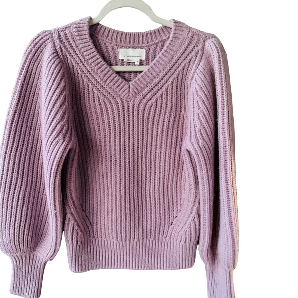 Anthropologie Chunky Knit Balloon Sleeve Sweater. Size Medium.